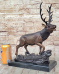 Load image into Gallery viewer, Bronze Marble Statue Elk Deer Caribou Buck Stag Lodge Sculpture Figure
