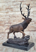 Load image into Gallery viewer, Bronze Marble Statue Elk Deer Caribou Buck Stag Lodge Sculpture Figure
