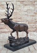 Load image into Gallery viewer, Bronze Marble Statue Elk Deer Caribou Buck Stag Lodge Sculpture Figure
