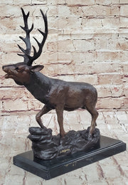 Bronze Marble Statue Elk Deer Caribou Buck Stag Lodge Sculpture Figure