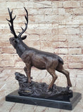 Load image into Gallery viewer, Bronze Marble Statue Elk Deer Caribou Buck Stag Lodge Sculpture Figure
