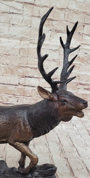 Bronze Marble Statue Elk Deer Caribou Buck Stag Lodge Sculpture Figure