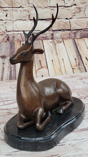 Reindeer Caribou Deer Elk Bronze Statue Sculpture Figurine Signed Original 9.5