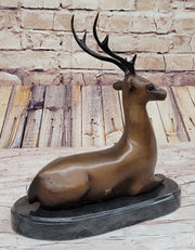 Reindeer Caribou Deer Elk Bronze Statue Sculpture Figurine Signed Original 9.5