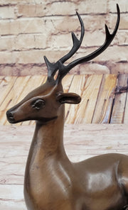 Reindeer Caribou Deer Elk Bronze Statue Sculpture Figurine Signed Original 9.5