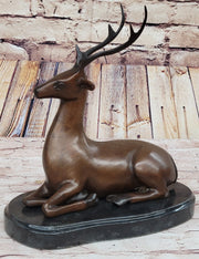 Reindeer Caribou Deer Elk Bronze Statue Sculpture Figurine Signed Original 9.5