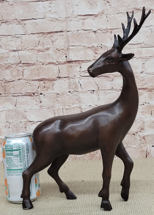 Reindeer Stag Deer Elk Caribou Bronze Metal Figurine Statue Sculpture 13.5" x 12"