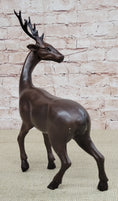 Load image into Gallery viewer, Reindeer Stag Deer Elk Caribou Bronze Metal Figurine Statue Sculpture 13.5" x 12"
