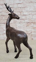 Reindeer Stag Deer Elk Caribou Bronze Metal Figurine Statue Sculpture 13.5