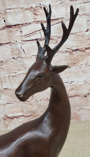 Reindeer Stag Deer Elk Caribou Bronze Metal Figurine Statue Sculpture 13.5