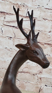 Reindeer Stag Deer Elk Caribou Bronze Metal Figurine Statue Sculpture 13.5