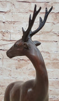 Load image into Gallery viewer, Reindeer Stag Deer Elk Caribou Bronze Metal Figurine Statue Sculpture 13.5" x 12"

