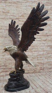 American Bald Eagle Outstretched Wings Bronze Statue Sculpture Figure Marble Base 33