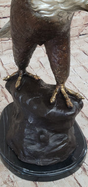 American Bald Eagle Outstretched Wings Bronze Statue Sculpture Figure Marble Base 33