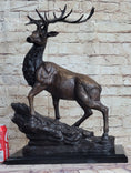 Load image into Gallery viewer, Elk Reindeer Caribou Stag Buck Wildlife Bronze Statue Sculpture on Marble Base
