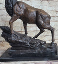 Load image into Gallery viewer, Elk Reindeer Caribou Stag Buck Wildlife Bronze Statue Sculpture on Marble Base
