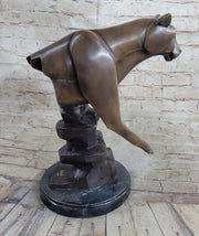 Limited Edition Marius Cougar Female Lion Bronze Sculpture Marble Statue Figurine