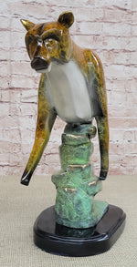 Bronze Metal Cougar Mountain Lion w/ Glazed Patina Finish Statue Sculpture Limited Edition 14