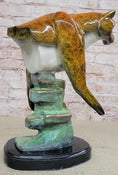 Load image into Gallery viewer, Bronze Metal Cougar Mountain Lion w/ Glazed Patina Finish Statue Sculpture Limited Edition 14" x 10"
