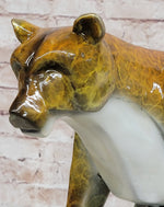 Bronze Metal Cougar Mountain Lion w/ Glazed Patina Finish Statue Sculpture Limited Edition 14