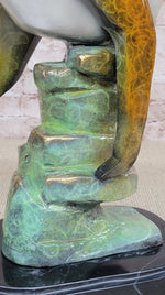 Bronze Metal Cougar Mountain Lion w/ Glazed Patina Finish Statue Sculpture Limited Edition 14
