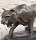 Load image into Gallery viewer, Modern Art Saber Tooth Tiger Bronze Metal Statue Sculpture Collectible Predator 9" x 22"
