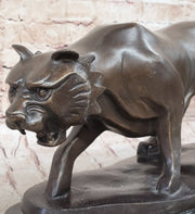 Modern Art Saber Tooth Tiger Bronze Metal Statue Sculpture Collectible Predator 9