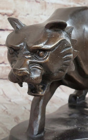 Modern Art Saber Tooth Tiger Bronze Metal Statue Sculpture Collectible Predator 9