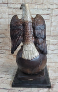 Load image into Gallery viewer, American Bald Eagle Perched on Globe Planet Earth Bronze Statue Sculpture Art
