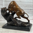 Load image into Gallery viewer, Bull vs Bear Bronze Metal Statue Sculpture Decor Stock Market 10" x 13"

