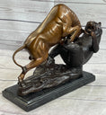 Load image into Gallery viewer, Bull vs Bear Bronze Metal Statue Sculpture Decor Stock Market 10" x 13"
