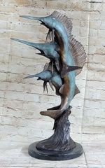 Marlin Sailfish Swordfish Nautical Bronze Statue Sculpture Ocean Sea Decor 24