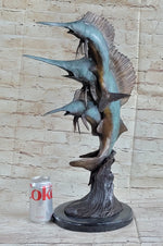 Marlin Sailfish Swordfish Nautical Bronze Statue Sculpture Ocean Sea Decor 24