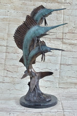 Marlin Sailfish Swordfish Nautical Bronze Statue Sculpture Ocean Sea Decor 24