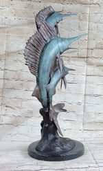 Marlin Sailfish Swordfish Nautical Bronze Statue Sculpture Ocean Sea Decor 24