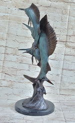 Marlin Sailfish Swordfish Nautical Bronze Statue Sculpture Ocean Sea Decor 24