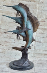 Marlin Sailfish Swordfish Nautical Bronze Statue Sculpture Ocean Sea Decor 24