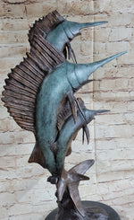 Marlin Sailfish Swordfish Nautical Bronze Statue Sculpture Ocean Sea Decor 24