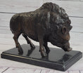 Load image into Gallery viewer, Wild Boar Pig Feral Hog Bronze Statue Sculpture Figure on Marble Base J. Moigniez
