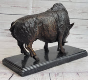 Wild Boar Pig Feral Hog Bronze Statue Sculpture Figure on Marble Base J. Moigniez