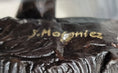 Load image into Gallery viewer, Wild Boar Pig Feral Hog Bronze Statue Sculpture Figure on Marble Base J. Moigniez
