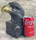 Load image into Gallery viewer, American Bald Eagle Head Bronze Metal Bust Sculpture Statue on Marble Base by Milo
