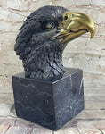 Load image into Gallery viewer, American Bald Eagle Head Bronze Metal Bust Sculpture Statue on Marble Base by Milo
