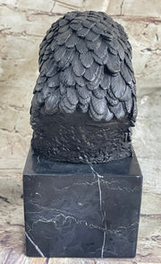 American Bald Eagle Head Bronze Metal Bust Sculpture Statue on Marble Base by Milo