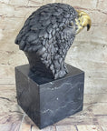 Load image into Gallery viewer, American Bald Eagle Head Bronze Metal Bust Sculpture Statue on Marble Base by Milo
