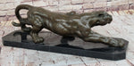 Stalking Panther Cougar Lioness Bronze Sculpture Statue Figure Art on Marble Base