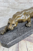 Load image into Gallery viewer, Cougar Panther Lioness Mountain Lion Bronze Statue Sculpture Figure Barye 5" x 16"
