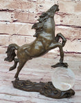 Load image into Gallery viewer, Bronze Horse Figurine Sculpture w/ Crystal Ball - Signed Original Equestrian Art by Milo

