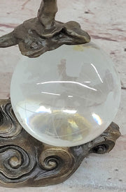 Bronze Horse Figurine Sculpture w/ Crystal Ball - Signed Original Equestrian Art by Milo