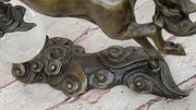 Bronze Horse Figurine Sculpture w/ Crystal Ball - Signed Original Equestrian Art by Milo